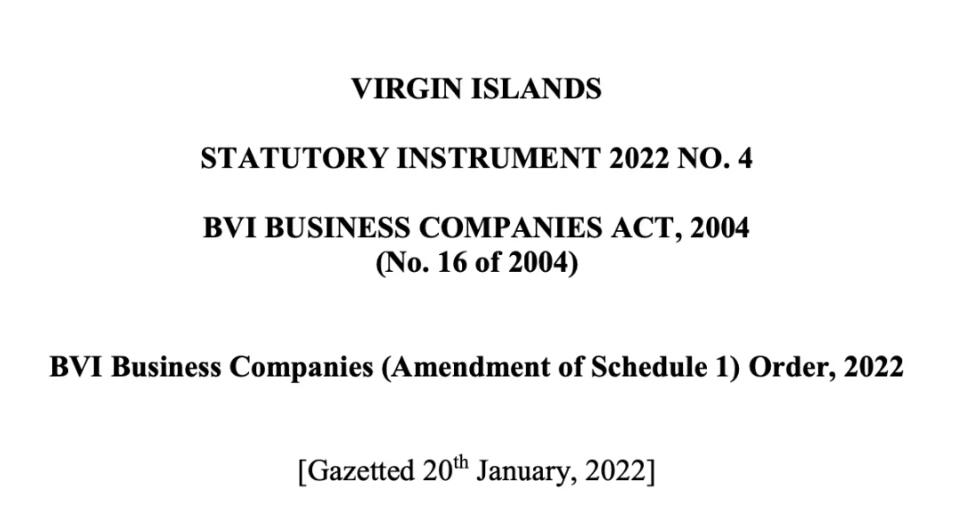 BVI BUSINESS COMPANIES